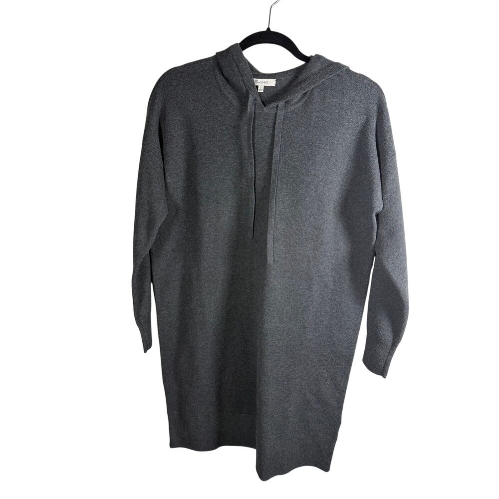 Madewell Hooded Sweatshirt Sweater Dress Charcoal Gray Size S Casual Cozy